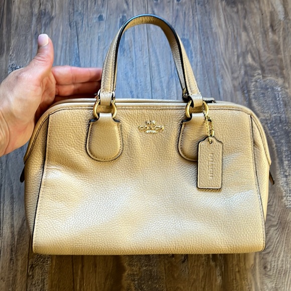 Coach Tan Mini Nolita in Pebble Leather Satchel Bag - Picture 1 of 15